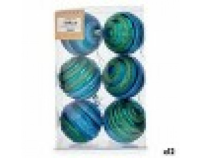Christmas Balls Set Ø 8 cm Син Зелен PVC (12 броя) Christmas Balls Set Ø 8 cm Син Зелен PVC (12 броя)
