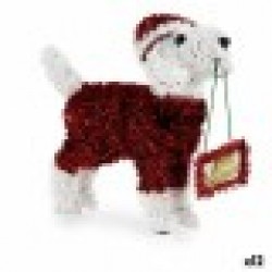 Декоративна фигурка Куче Гирлянда Бял Червен полипропилен PET 9 x 23 x 29,5 cm (12 броя) - Сезонни и Празнични Декорации
