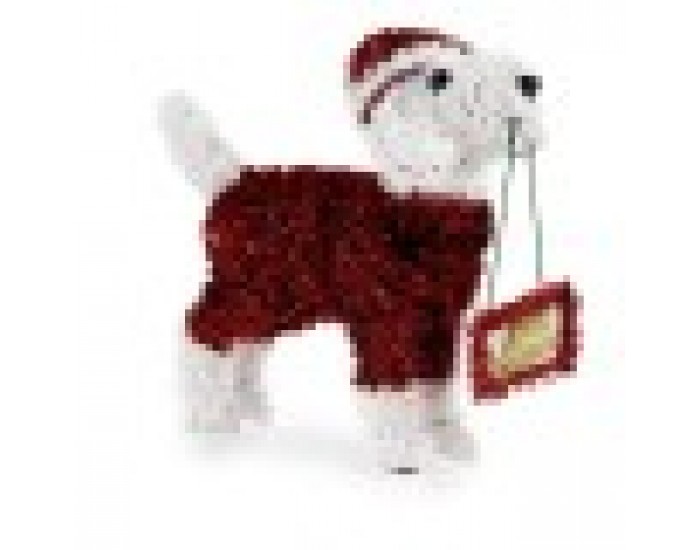 Декоративна фигурка Куче Гирлянда Бял Червен полипропилен PET 9 x 23 x 29,5 cm (12 броя)