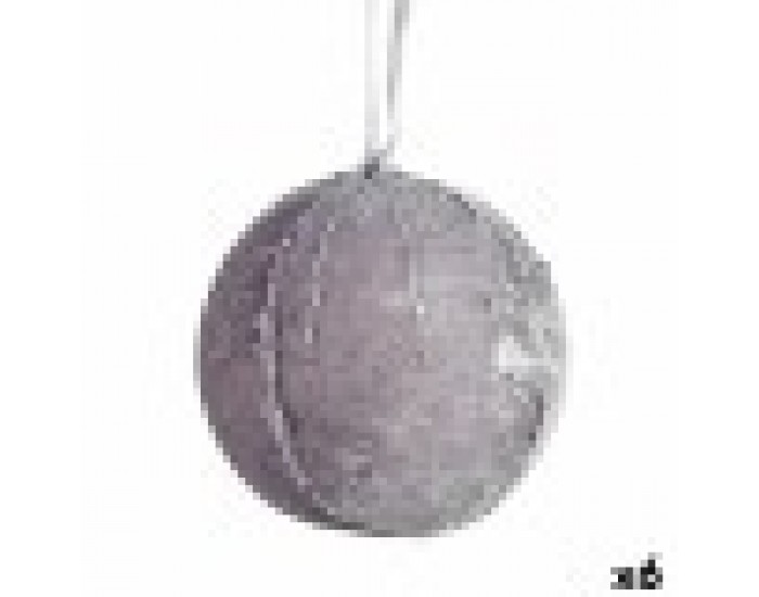 Комплект Коледни Топки полиестер Сребрист 8 x 8 x 8 cm (6 броя)