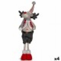 Декоративна фигурка Коледен елен Червен Сив полиестер 13 x 65 x 18 cm (4 броя) - Сезонни и Празнични Декорации