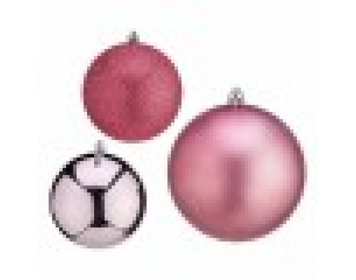 Комплект Коледни Топки Розов Пластмаса 10 x 11 x 10 cm (12 броя)