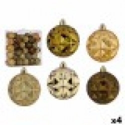 Комплект Коледни Топки 7 cm Зелен Златен PVC (4 броя) - Сезонни и Празнични Декорации