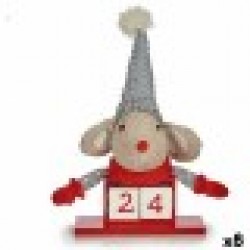 Декоративна фигурка Мишка Календар Червен Сив Дървен 20 x 11 x 20 cm (8 броя) - Сезонни и Празнични Декорации