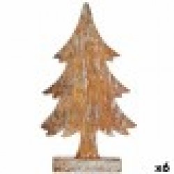 Декоративна фигурка Коледно дърво Сребрист Дървен 5 x 31 x 15 cm (6 броя) - Сезонни и Празнични Декорации