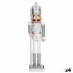Декоративна фигурка Орехотрошачка Бял Сребрист Пластмаса 13,2 x 59,5 x 11,5 cm (4 броя) - Сезонни и Празнични Декорации
