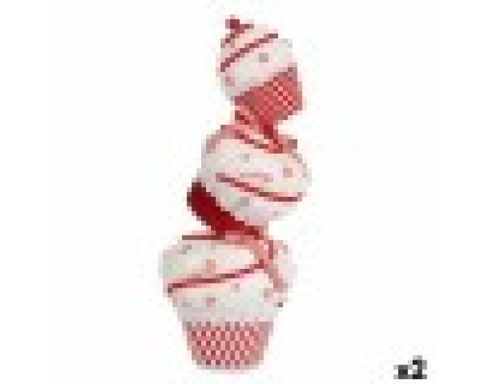 Декоративна фигурка Кула Пай Бял Червен полистирен 20 x 50 x 20 cm (2 броя)