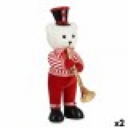 Декоративна фигурка Мечка Тромпет Бял Черен Червен полистирен 15 x 46 x 25 cm (2 броя) - Сезонни и Празнични Декорации