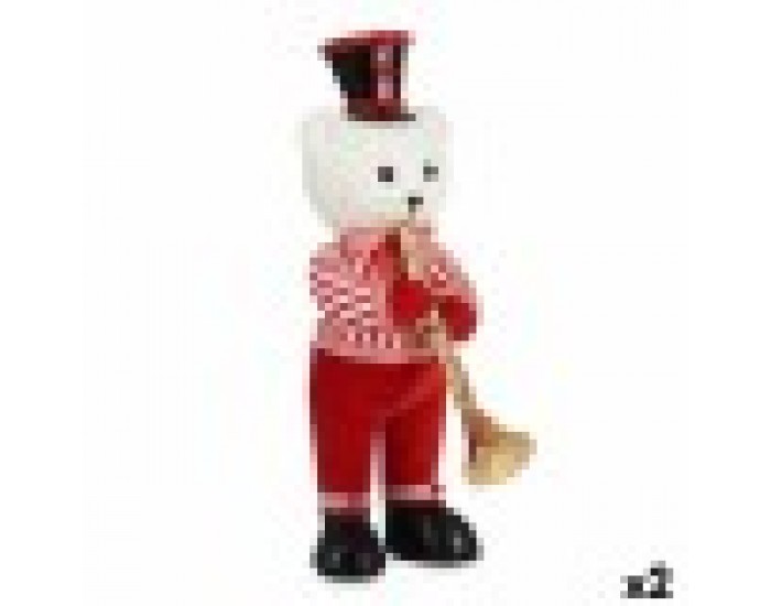 Декоративна фигурка Мечка Тромпет Бял Черен Червен полистирен 15 x 46 x 25 cm (2 броя)