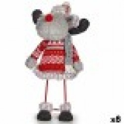 Декоративна фигурка Коледен елен Червен Сив 13 x 33,5 x 20 cm (8 броя) - Сезонни и Празнични Декорации