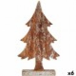 Декоративна фигурка Коледно дърво Сребрист Дървен 5 x 39 x 21 cm (6 броя) - Сезонни и Празнични Декорации