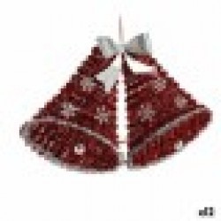 Коледна Украса висулка Камбани Гирлянда LED Светлина Бял Червен 52 x 31,5 x 7,5 cm (12 броя) - Сезонни и Празнични Декорации