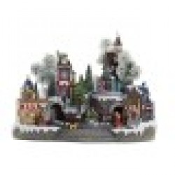 Коледна Украса DKD Home Decor Град LED Светлина Смола PVC (47 x 36 x 34 cm) - Сезонни и Празнични Декорации