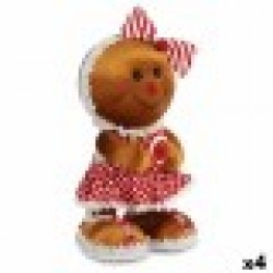Декоративна фигурка Бисквита Ласо Кафяв Червен полистирен 19 x 33 x 15 cm (4 броя) - Сезонни и Празнични Декорации