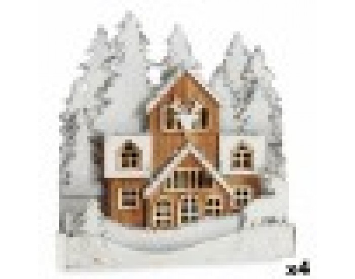 Декоративна фигурка Светлина Селище Бял Кафяв Дървен 44 x 43 x 6 cm (4 броя) Декоративна фигурка Светлина Селище Бял Кафяв Дървен 44 x 43 x 6 cm (4 броя)