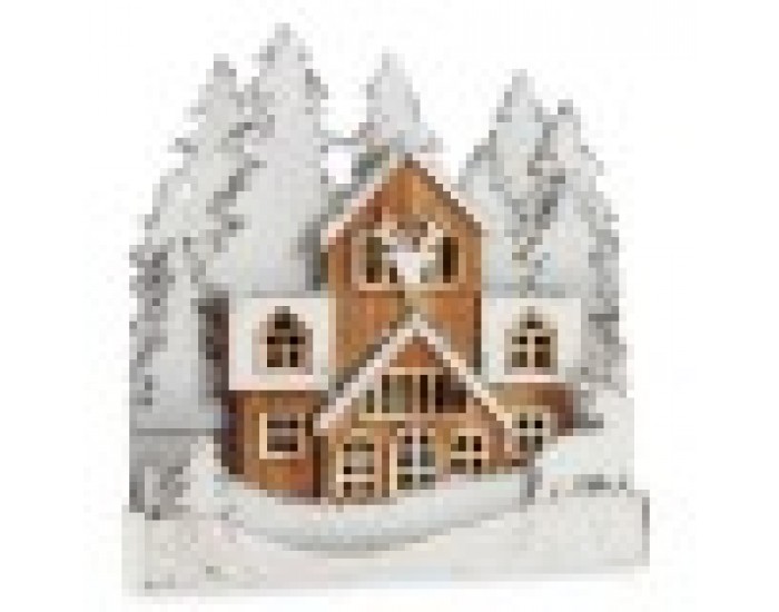 Декоративна фигурка Светлина Селище Бял Кафяв Дървен 44 x 43 x 6 cm (4 броя) Декоративна фигурка Светлина Селище Бял Кафяв Дървен 44 x 43 x 6 cm (4 броя)