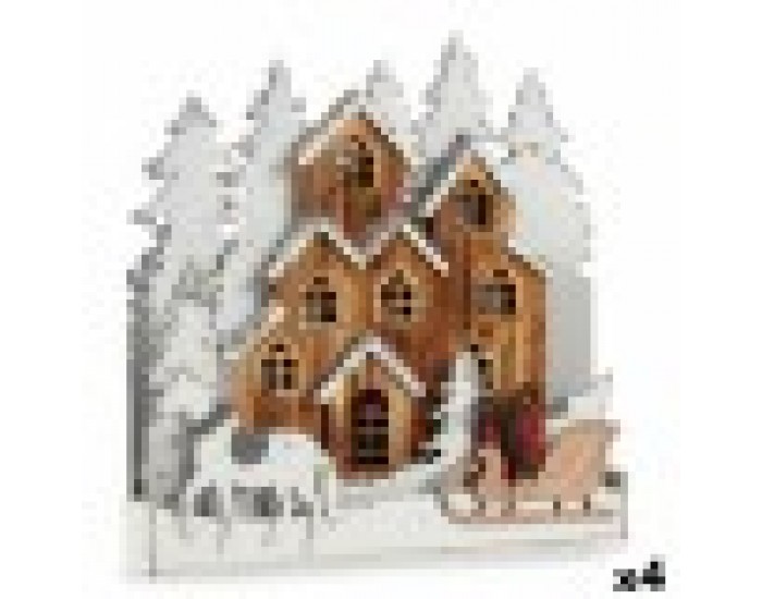 Декоративна фигурка Светлина Селище Бял Кафяв Дървен 44 x 44,5 x 6 cm (4 броя) Декоративна фигурка Светлина Селище Бял Кафяв Дървен 44 x 44,5 x 6 cm (4 броя)