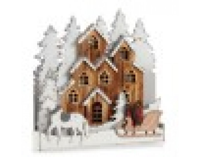 Декоративна фигурка Светлина Селище Бял Кафяв Дървен 44 x 44,5 x 6 cm (4 броя) Декоративна фигурка Светлина Селище Бял Кафяв Дървен 44 x 44,5 x 6 cm (4 броя)