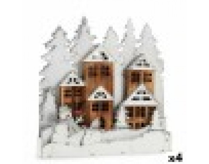 Декоративна фигурка Светлина Селище Бял Кафяв Дървен 44 x 44,7 x 6 cm (4 броя) Декоративна фигурка Светлина Селище Бял Кафяв Дървен 44 x 44,7 x 6 cm (4 броя)