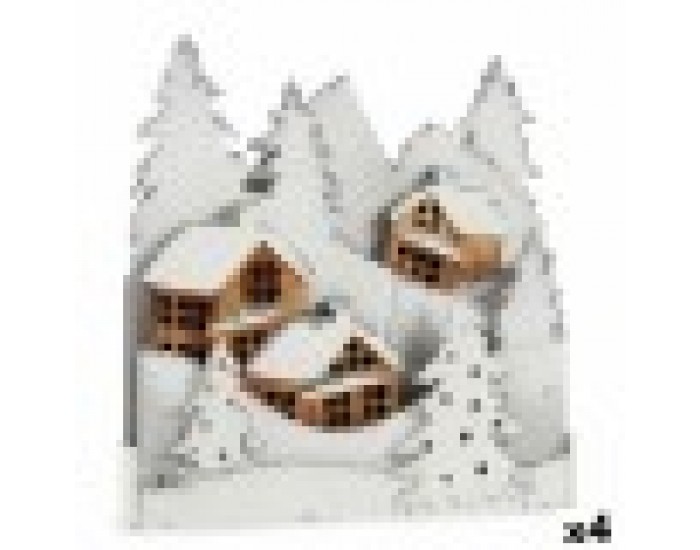 Декоративна фигурка Светлина Селище Бял Кафяв Дървен 44 x 48 x 7,5 cm (4 броя) Декоративна фигурка Светлина Селище Бял Кафяв Дървен 44 x 48 x 7,5 cm (4 броя)
