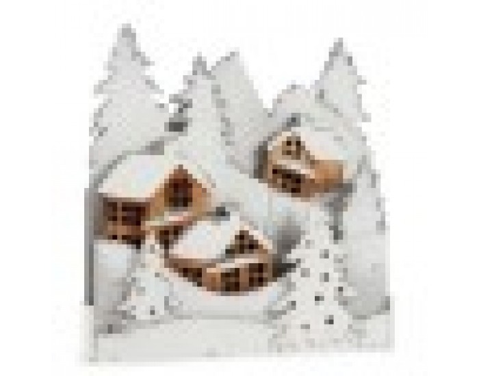 Декоративна фигурка Светлина Селище Бял Кафяв Дървен 44 x 48 x 7,5 cm (4 броя) Декоративна фигурка Светлина Селище Бял Кафяв Дървен 44 x 48 x 7,5 cm (4 броя)