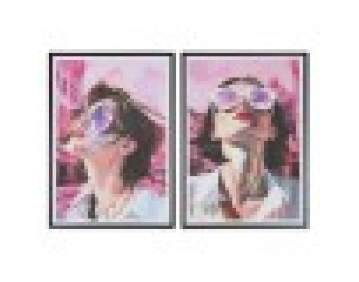 Картина Home ESPRIT Розов Дама Модерен 50 x 2,5 x 70 cm (2 броя)