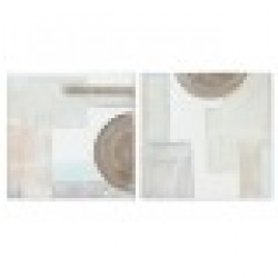 Картина Home ESPRIT Бежов Сив Пластно Дървен MDF Абстрактен Модерен 50 x 2,5 x 50 cm (2 броя) - Картини, Плакати, Пъзели