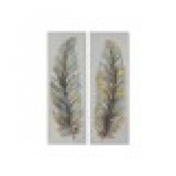 Картина Home ESPRIT Син Златен Пластно Дървен MDF Пера Традиционен 30 x 3 x 90 cm (2 броя) - Дневна