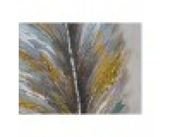 Картина Home ESPRIT Син Златен Пластно Дървен MDF Пера Традиционен 30 x 3 x 90 cm (2 броя)