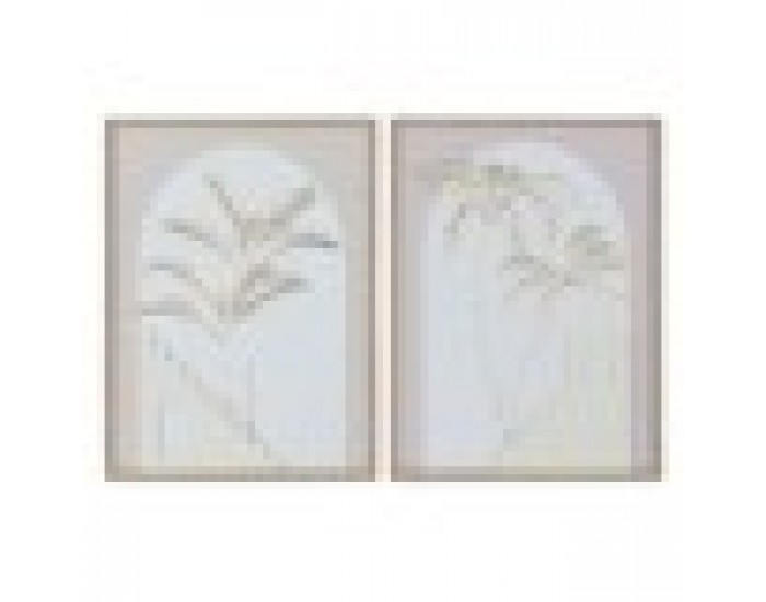 Картина Home ESPRIT Бял Бежов Палми Скандинавски 45 x 2,2 x 60 cm (2 броя)