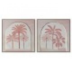 Картина Home ESPRIT Бежов Корал Палми Колониален 60 x 2,5 x 60 cm (2 броя) - Картини, Плакати, Пъзели