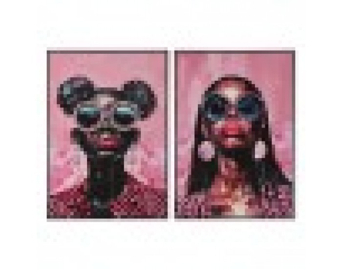 Картина Home ESPRIT Розов Модерен chica Лакиран 50 x 3 x 70 cm (2 броя)