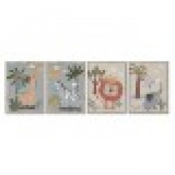 Картина Home ESPRIT Детски Животни 30 x 3 x 40 cm (4 броя) - Картини, Плакати, Пъзели
