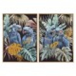 Картина Home ESPRIT Папагал Тропически Лакиран 50 x 3,5 x 70 cm (2 броя) - Картини, Плакати, Пъзели