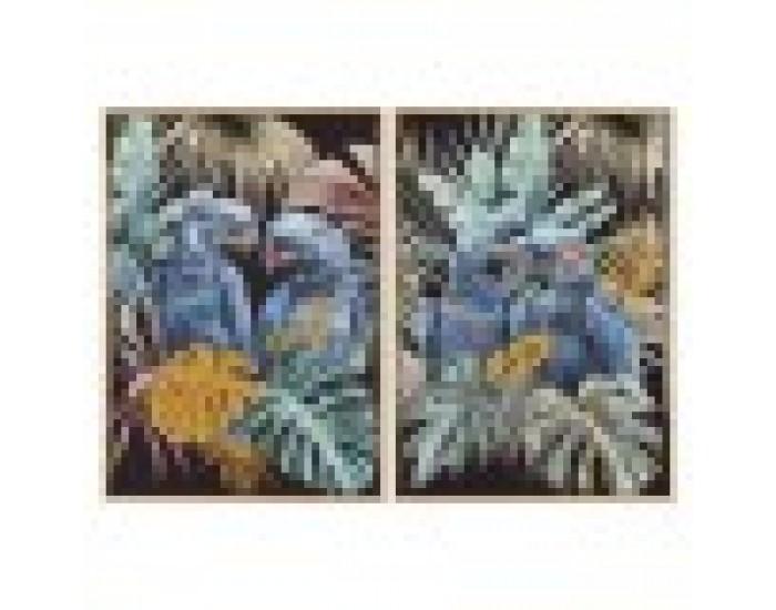 Картина Home ESPRIT Папагал Тропически Лакиран 50 x 3,5 x 70 cm (2 броя)