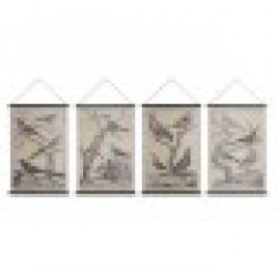 Пластно DKD Home Decor Птици (4 pcs) (60 x 2 x 90 cm) - Картини, Плакати, Пъзели