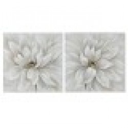 Картина Home ESPRIT Бял Пластно Дървен MDF Цвете романтичен 80 x 3 x 80 cm (2 броя) - Картини, Плакати, Пъзели