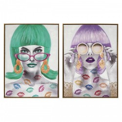Картина DKD Home Decor Fashion Girls (60 x 3,5 x 80 cm) (2 броя) - Картини, Плакати, Пъзели