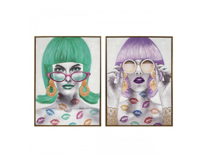 Картина DKD Home Decor Fashion Girls (60 x 3,5 x 80 cm) (2 броя)