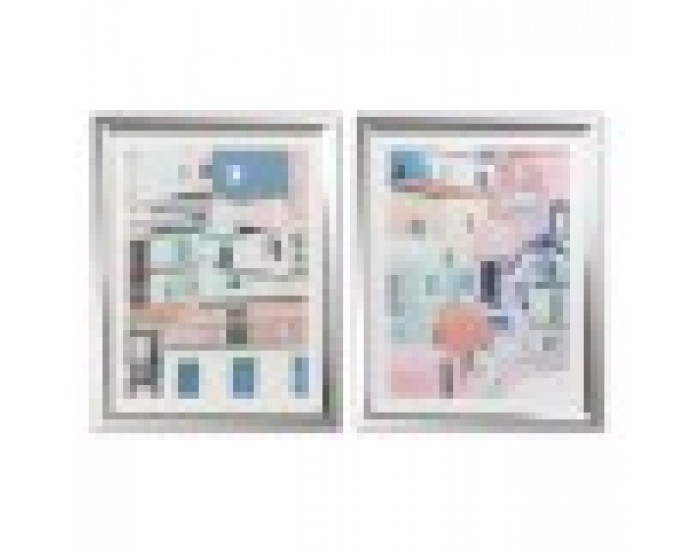 Картина DKD Home Decor Къщи (69 x 3 x 89 cm) (2 броя)