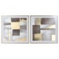 Картина Home ESPRIT Кафяв Златен Абстрактен Модерен 80 x 4 x 80 cm (2 броя) - Картини, Плакати, Пъзели