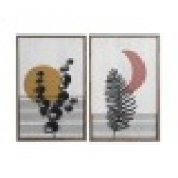 Картина DKD Home Decor Лист на растение (51 x 3 x 76,5 cm) (2 броя) - Картини, Плакати, Пъзели