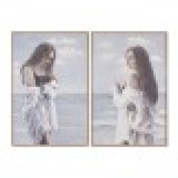 Картина Home ESPRIT Дама Средиземноморско 80 x 3,5 x 120 cm (2 броя) - Картини, Плакати, Пъзели