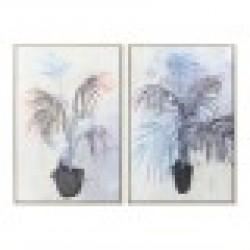 Картина DKD Home Decor Пластно Растение (2 pcs) (83 x 4.5 x 123 cm) - Картини, Плакати, Пъзели