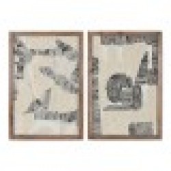 Картина Home ESPRIT Бял Сив Абстрактен Град 43 x 3 x 63 cm (2 броя) - Картини, Плакати, Пъзели