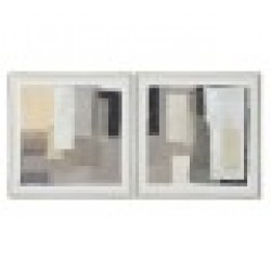 Картина Home ESPRIT Черен Бежов Абстрактен Град 82 x 3,8 x 82 cm (2 броя) - Дневна