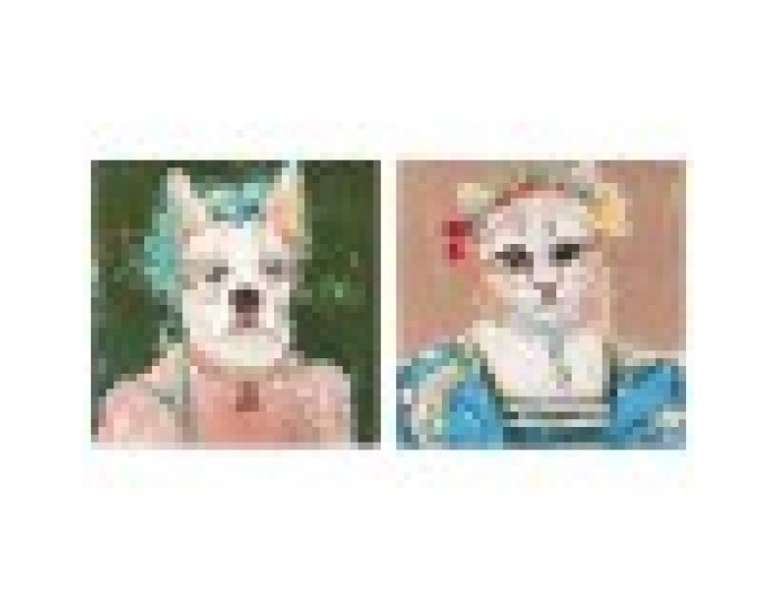 Картина DKD Home Decor Куче Модерен (90 x 3,7 x 90 cm) (2 броя)