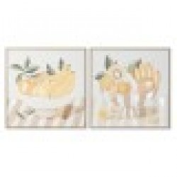 Картина Home ESPRIT Жълт Бежов Cottage 80 x 4 x 80 cm (2 броя) - Картини, Плакати, Пъзели