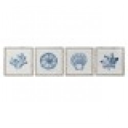 Картина Home ESPRIT Корал Средиземноморско 50 x 2,5 x 50 cm (4 броя) - Картини, Плакати, Пъзели