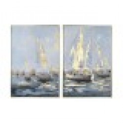 Картина Home ESPRIT Яхти Средиземноморско 83 x 4,5 x 123 cm (2 броя) - Дневна